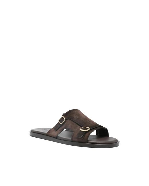 Santoni Black Sliders for men