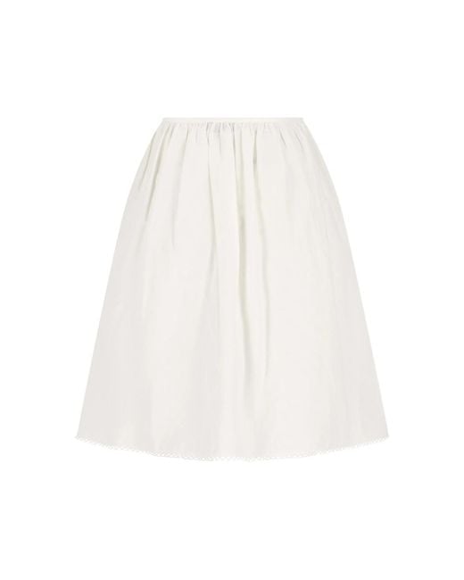 Miu Miu White Flap-Pocket Midi Skirt