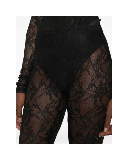 ANDAMANE Black Loli Lace-Panelled Cropped Trousers