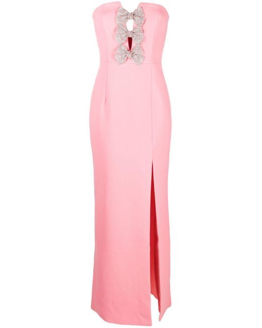 Rebecca Vallance Pink Brittany Bow-Embellished Maxi Dress