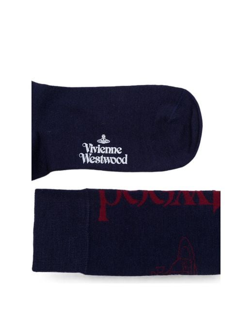 Vivienne Westwood Blue Orb Logo-Print Socks for men