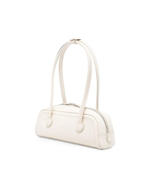 MARGE SHERWOOD White Embossed-Logo Leather Tote Bag