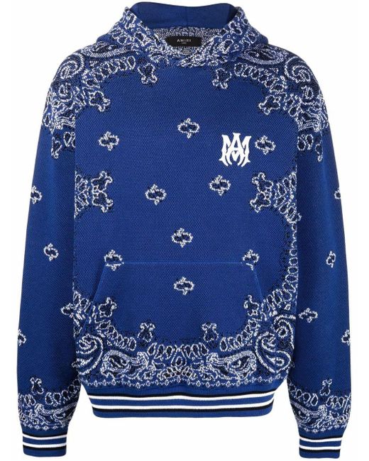 Amiri Cotton Bandanapattern Hoodie in Blue for Men Lyst