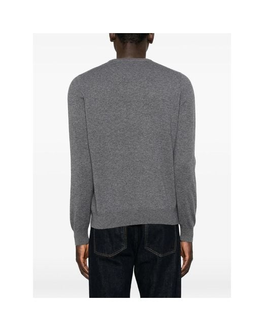 Fileria Gray Crew-Neck Ribbed-Trim Knit for men