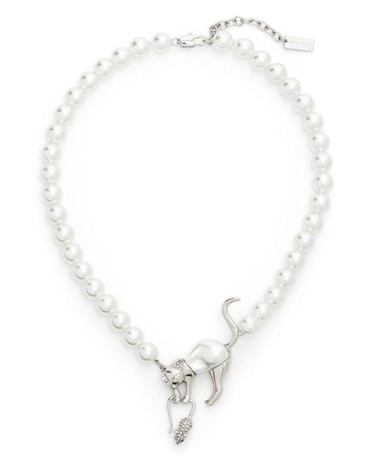 Marc Jacobs White The Cat And Mouse Necklace