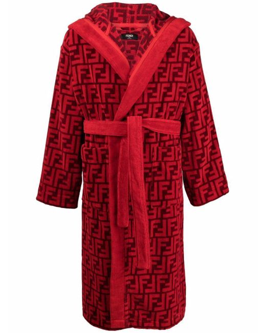 Fendi Red Monogram-pattern Bath Robe