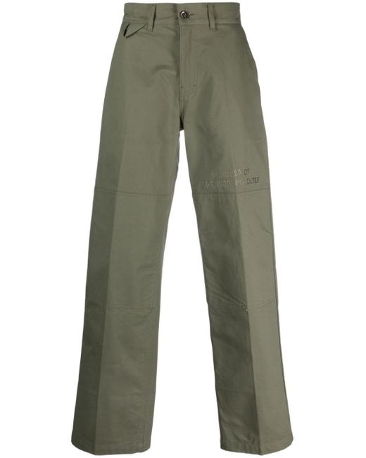 Honor The Gift Green Logo-Embroidered Cotton Trousers for men