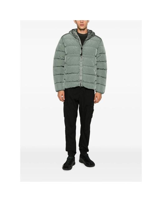 C P Company Green C. P. Company Quilted Hooded Jacket for men