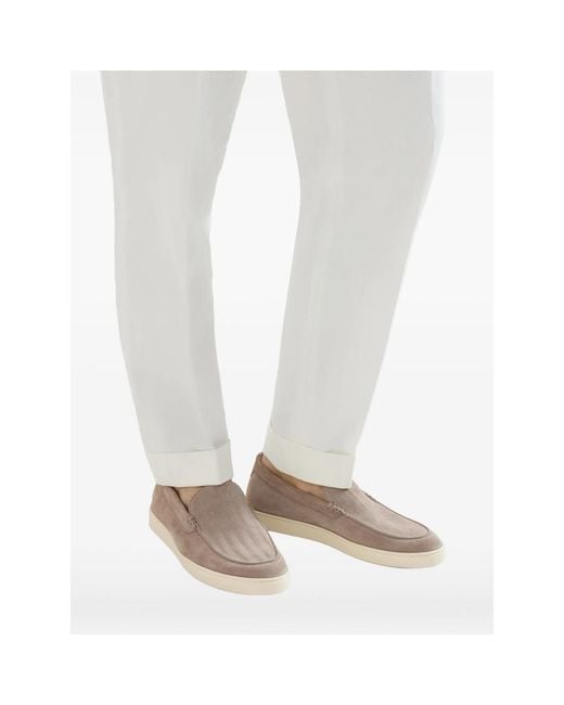 Brunello Cucinelli Natural Chevron-Effect Suede Loafer Sneakers for men