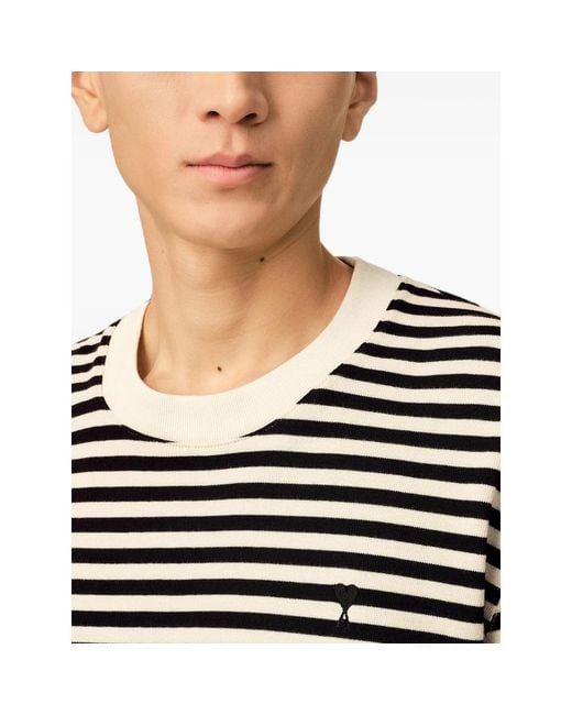 AMI Black Mariniere Cotton T-Shirt With Ami De Coeur for men