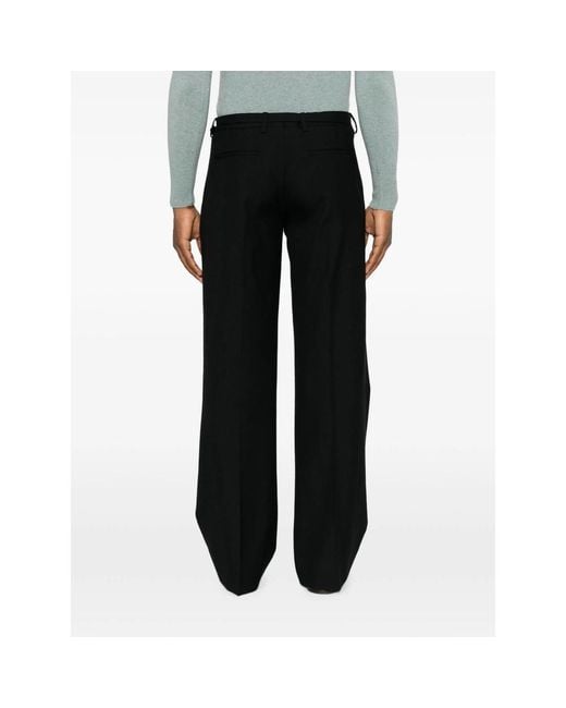 Dries Van Noten Black Pleated Straight-Leg Trousers for men