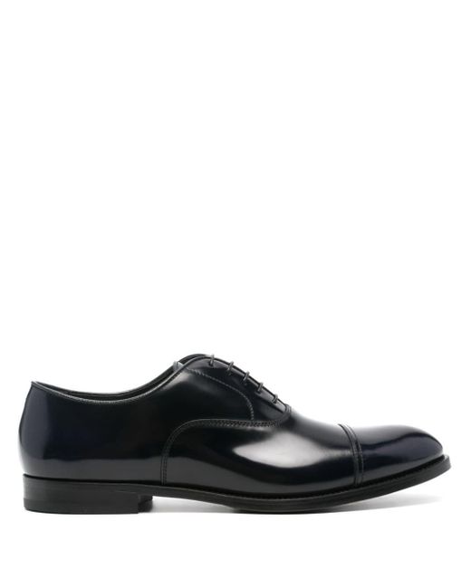 Doucal's Black Leather Oxford Shoes for men