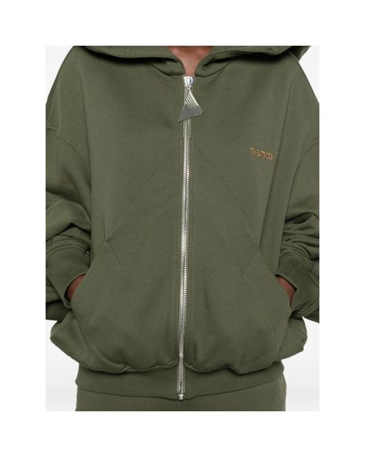 The Attico Green Logo-Embroidered Zip-Up Hoodie