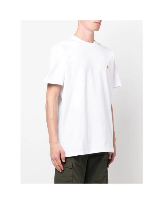 Carhartt White Logo Cotton T-Shirt for men