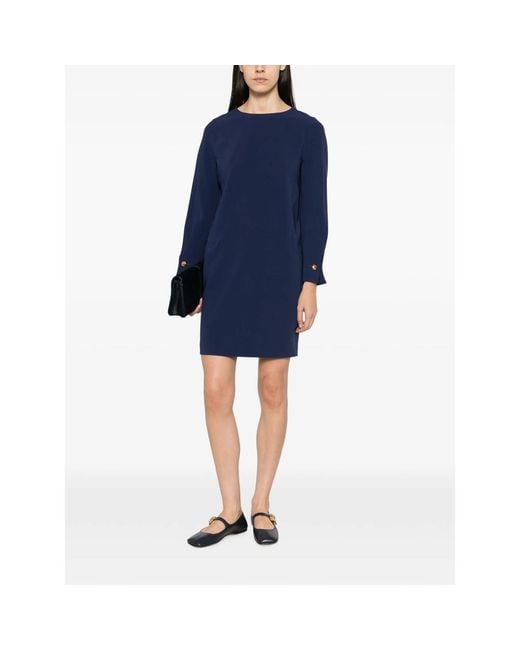 Max Mara Blue Button-Cuff Mini Dress