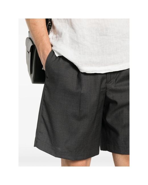 BRIGLIA Gray Molokaip Pleated Drawstring Shorts for men