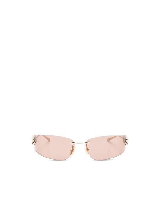 Balenciaga Pink Gossip Rimless Logo Sunglasses