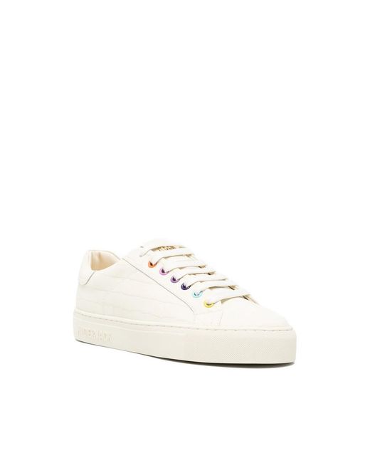 HIDE & JACK White Crocodile-Embossed Sneakers