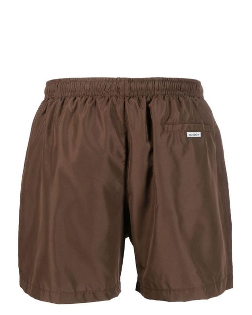 MATINEÉ Brown Logo-Patch Swim Shorts for men