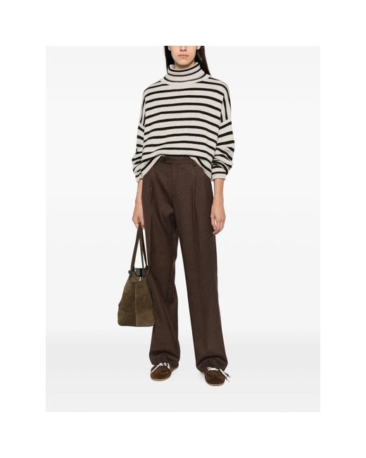 Lisa Yang Black Zerlina Striped Roll-Neck Sweater
