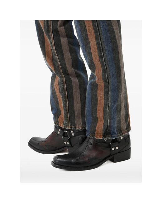 Versace Black Sylvester Leather Texan Boots for men