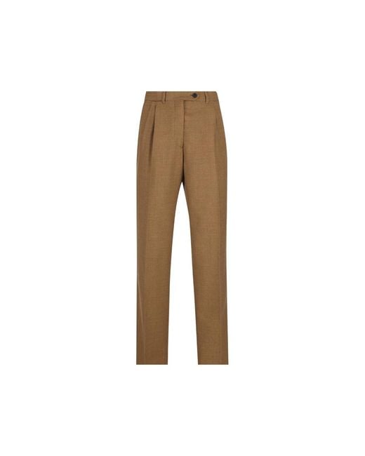 Prada Natural Pleated Virgin-Wool Trousers
