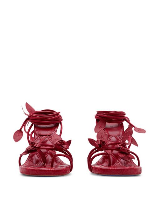 Burberry Red Ivy Flora 105Mm Leather Sandals​