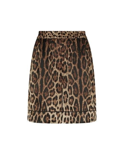 Dolce & Gabbana Brown Leopard Print Silk Shorts