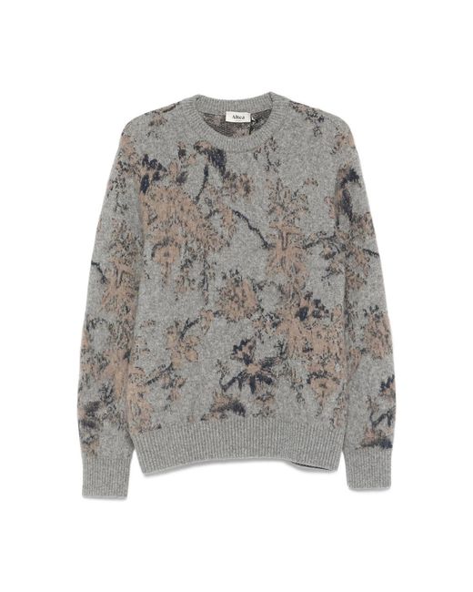 Altea Gray Floral-Pattern Wool Sweater for men