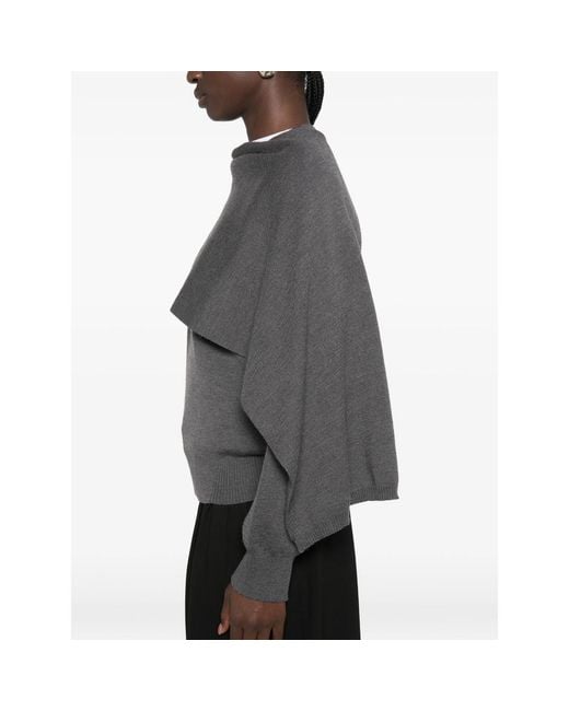 Rohe Gray Cape-Overlay Knitted Sweater