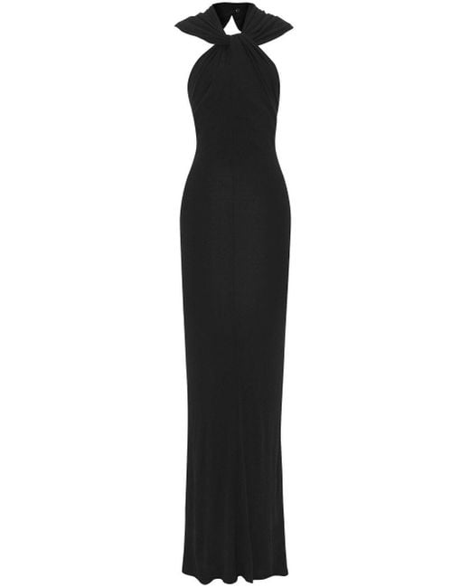 Saint Laurent Black Hooded Long Dress