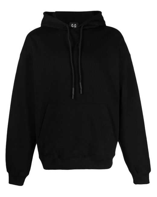 44 Label Group Black Logo-Print Jersey-Fleece Hoodie for men
