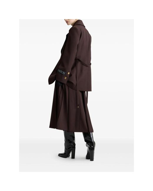 Patou Black Single-Breasted Belted Wool Jacket
