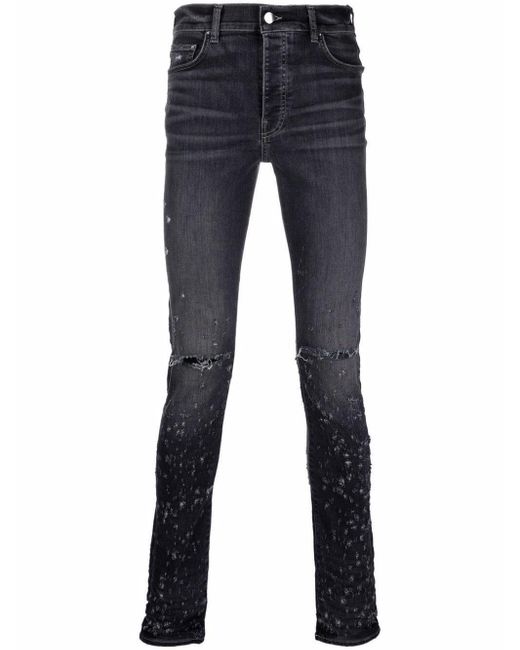 Amiri Denim Shotgun Distressed-effect Skinny Jeans in Grey (Gray) for ...