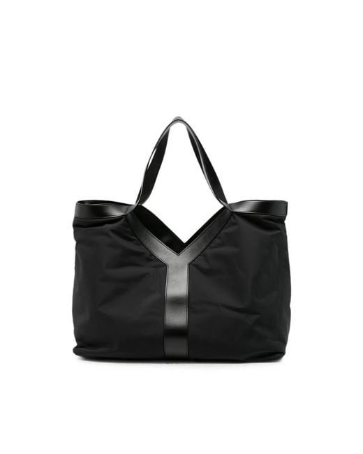 Saint Laurent Black Leather-Trim Tote Bag for men