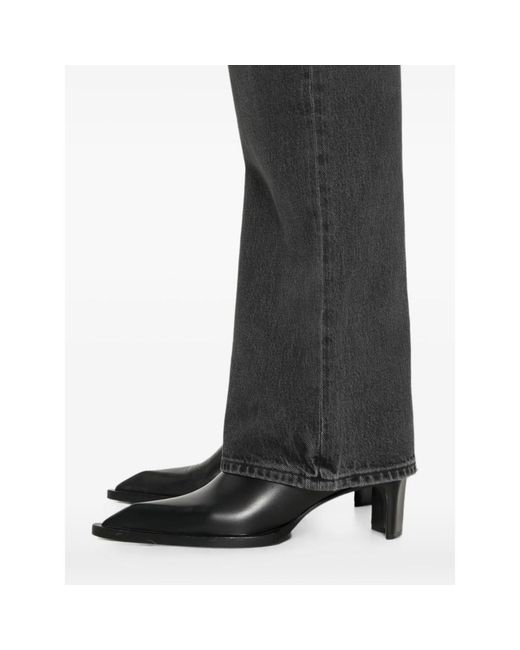 Agolde Black Faded-Effect Wide-Leg Jeans