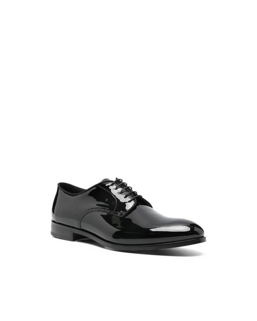 Doucal's Black Patent-Leather Derby Shoes for men