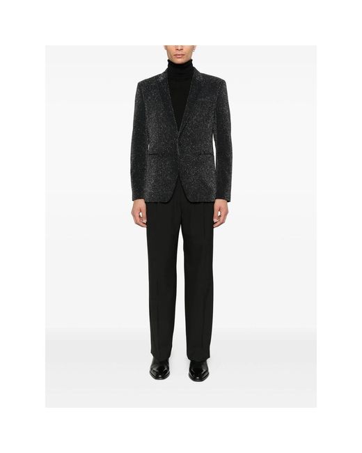 Reveres 1949 Black Lurex-Detail Single-Breasted Blazer for men