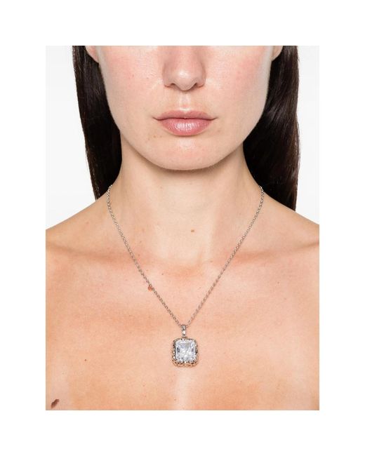 DARKAI White Radiant Square Pendant Necklace for men