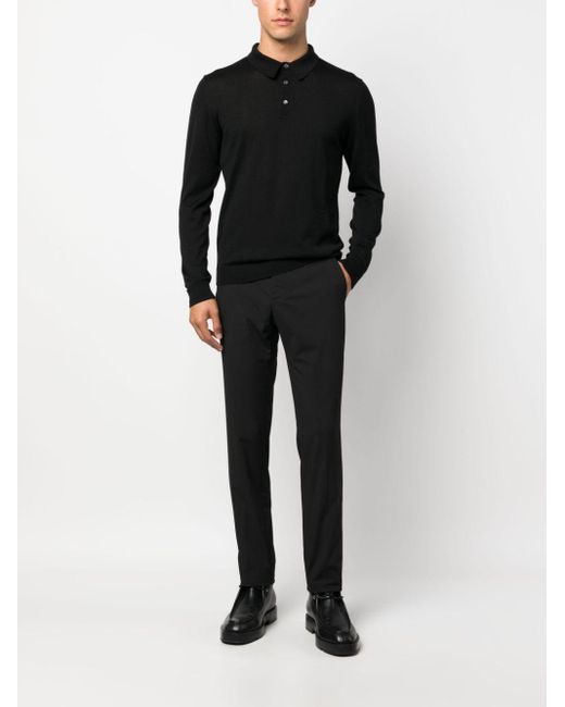 Eraldo Black Merino-Wool Polo Shirt for men