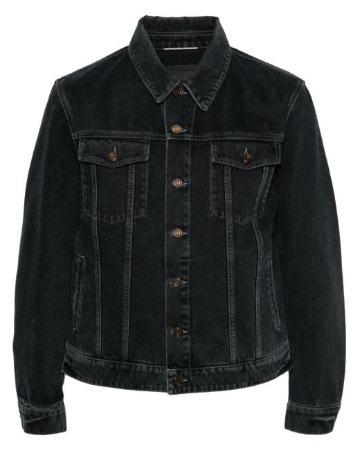 Saint Laurent Long-Sleeves Denim Jacket in Black for Men | Lyst
