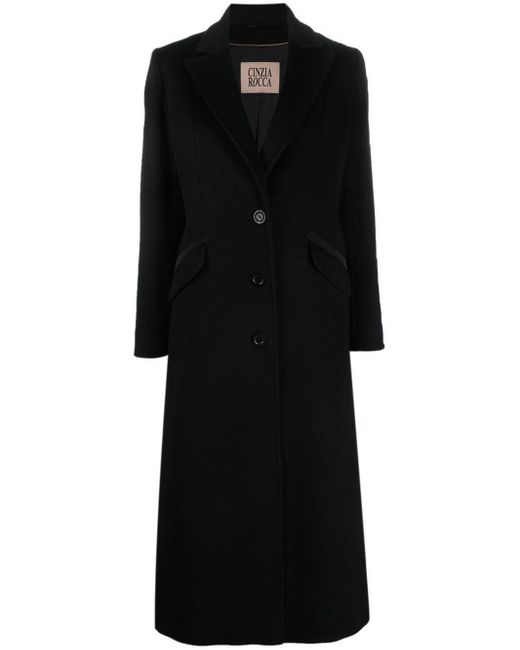 Cinzia Rocca Black Virgin-wool Single-breasted Coat