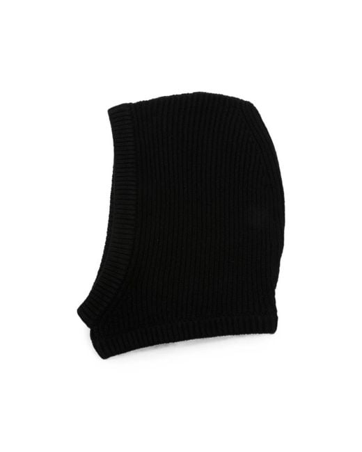Rick Owens Black Ribbed-Knit Balaclava