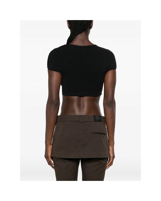 Cult Gaia Black Brett Cut-Out Cropped Top
