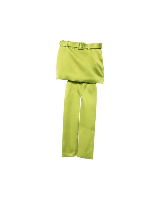 Self-Portrait Green Belted Bow-Detail Mini Skirt
