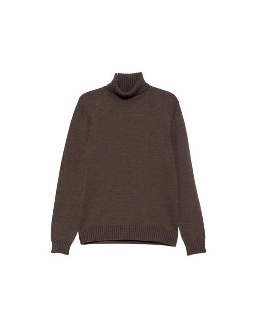 Zanone Brown Roll-Neck Ribbed-Trim Sweater for men