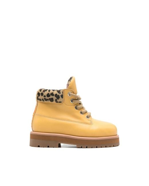 PDF Natural Leopard-Print Lace-Up Hiking Boots for men