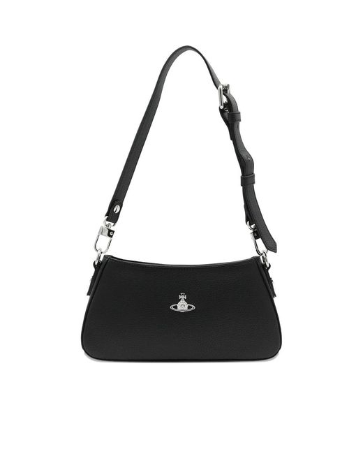 Vivienne Westwood Black Orb-Appliqué Shoulder Bag