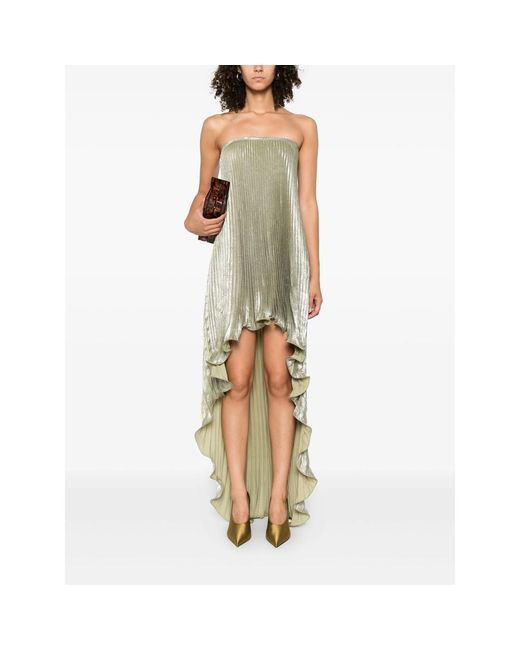 L'idée Gray Deesse Pleated Halterneck Gown