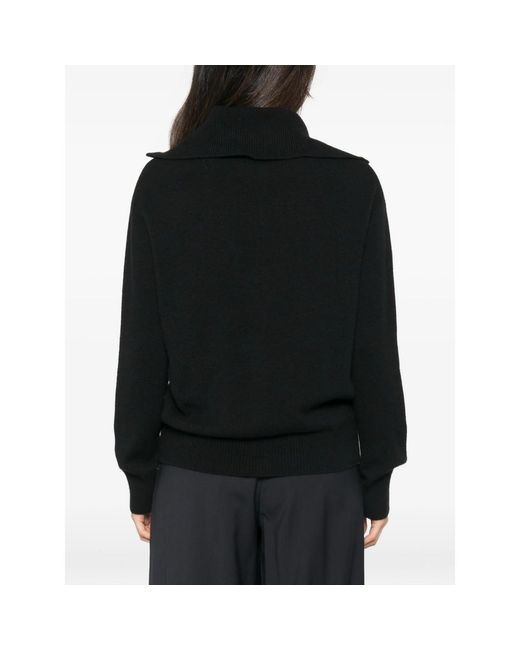 Lisa Yang Black Denie Button-Up Sailor-Collar Cardigan